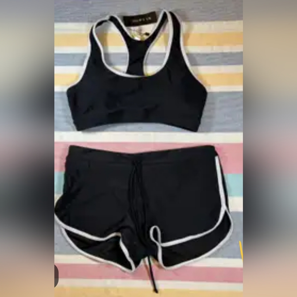 Women Racerback Crop Top Shorts Bathing Suit NWT